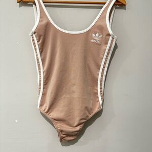 Adidas Originals Bodysuit Nude Beige Trefoil Logo Y2K Streetwear One Piece S/M